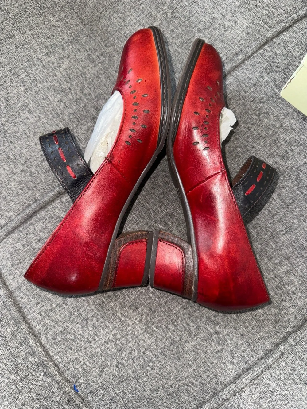 L`Artiste Visionary-B Mary Jane Spring Step leather Red Women 38 (7.5-8) NEW WBX